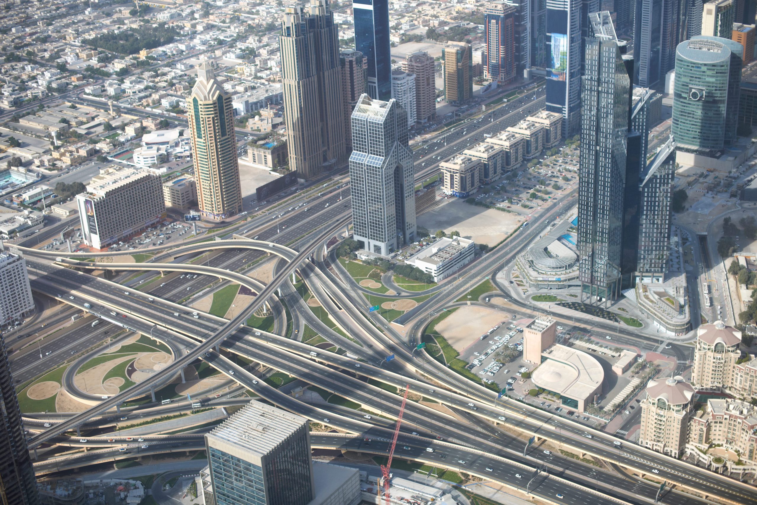 Sheikh Zayed Road and Dubai skyline during UAE National Day